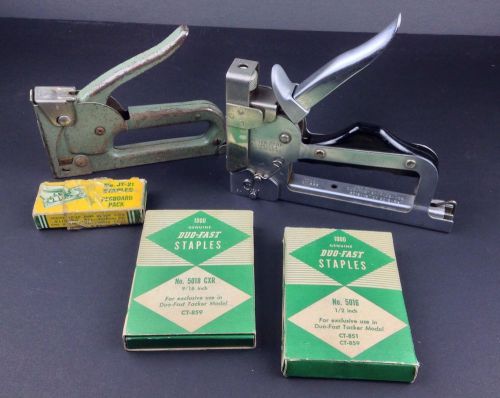 2 Vintage Staple Guns Arrow JT-21 and Heavy Duty Duo Fast CT-859