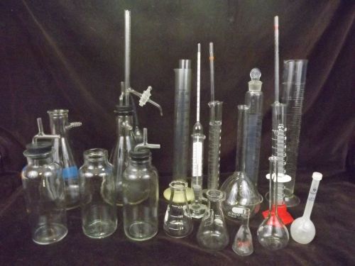 CREATE YOUR OWN LAB,25+ PIECES LABORATORY BOTTLES PYREX TEKK MILLIPORE KIMAX