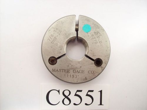 7/8-14 UNF-2A THREAD RING GAGE GO PD. .8270 INSPECTION LOT C8551
