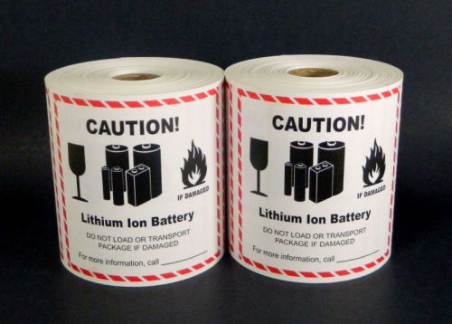 2 ROLLS, 1000 LABELS, LITHIUM ION BATTERY, SIZE 5X5 Inches L006B