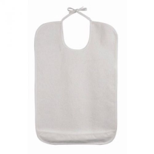 Duro Med Industries Protector Bib with Crumb Catcher &amp; Ties White Bag of 12