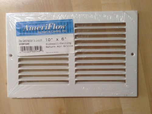 AmeriFlow #372W14x6 Sidewall Ceiling Return Air Grille 10&#034;x 6&#034;, white grill