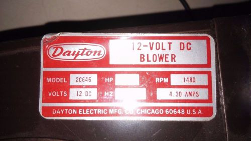 DAYTON 2C646 NEW NO BOX 12VDC BLOWER MOTOR 1480 RPM 4.30 A SEE PICS #A65