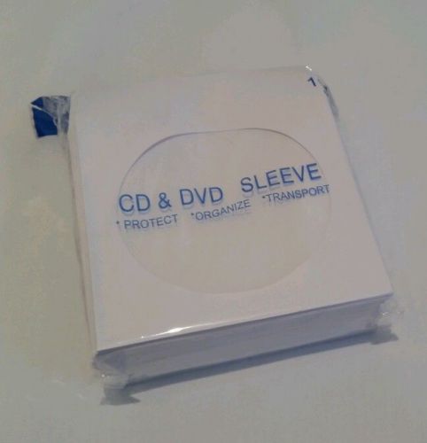 200 CD Sleeves DVD CD-R White Paper sleeve with clear Window Flap