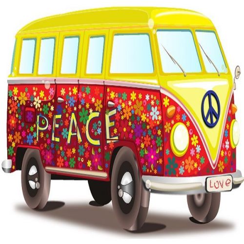 30 Custom Peace Bus Personalized Address Labels