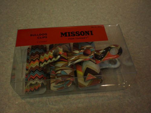 MISSONI FOR TARGET BULLDOG CLIPS ZIG ZAG BLUE TAN PEACH COLOR 3 PACK - NEW