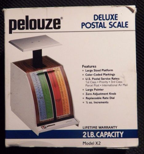 Vintage Peolouze Deluxe Postal Scale 1988 Orig Box 2LB capacity Model X-2