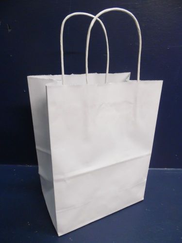 50 White Kraft Shopping Bags with Rope SW8C 8&#034;x4.75&#034;x10.5&#034; NEW