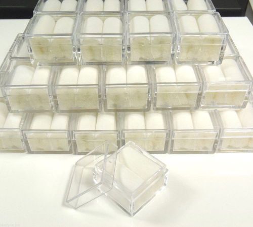 50 pcs 1x1 Square Acrylic Gem Box/Jar White insert storage display gemstone