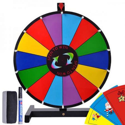 18&#034; tabletop color dry erase spinning prize wheel 14 slot for sale