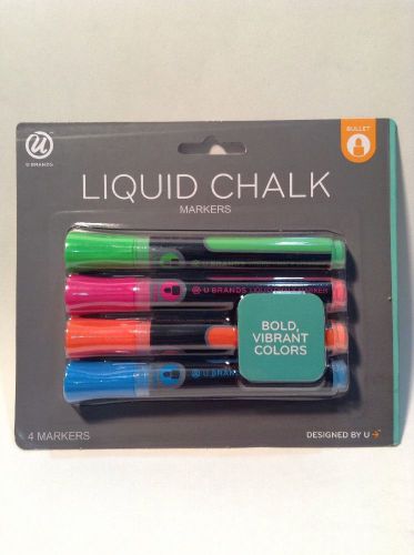 U Brands Liquid Chalk Dry Erase Markers, Bullet Tip, Assorted Colors, 4-count