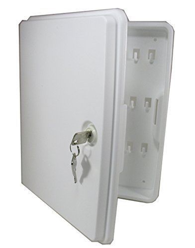 Locking Key Cabinet Holds 24 for Home Office or School White