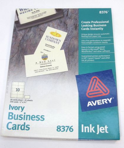 Avery 2&#034;&#034; x 3.5&#034;&#034; Ink Jet Professional Business Cards Ivory White 8376 (24of25)