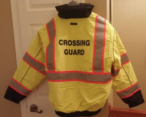 New ml kishigo js119 winter bomber jacket lime class 3 crossing guard large lg for sale