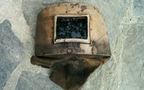 Vintage welding mask shield hood helmet cardboard, marked and unique for sale