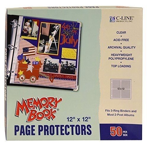 50 Box Clear Poly 12X12&#034; Scrapbook Page Protectors Top Load Fits 3-Ring Binders