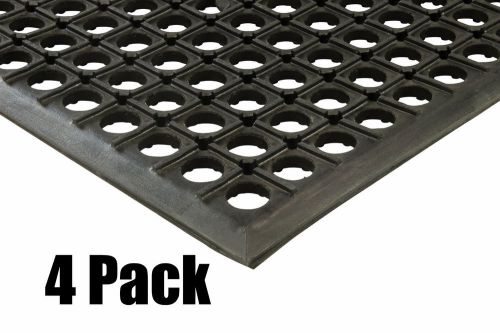 QTY (4) 3x5 Drainage Rubber Floor Mat Anti Fatigue Anti-slip 36&#034; x 60&#034; x 1/2&#034;
