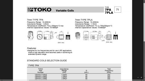 Toko 126ANS-T1106Z Variable Inductor 7MM 10 mH +/- 6%
