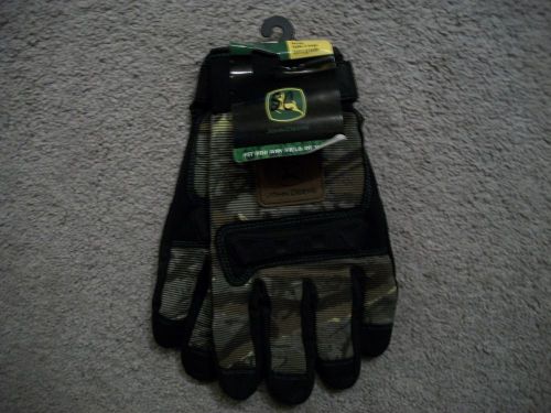 NWT John Deere Black and Camouflage Work Gloves Men&#039;s Size XLarge NICE