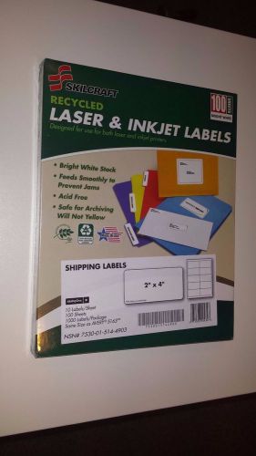 5000 SKILCRAFT 2&#034;x4&#034;Laser/Inkjet Labels,5 Packs of 1000,Same As Avery 5163
