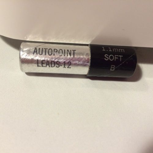 Autopoint Lead 1.1mm short leads 1-3/8&#034; Soft B - 12 per tube - Black