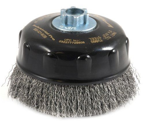 Forney 72860 Wire Cup Brush, Industrial Pro Coarse Crimped with 5/8-Inch-11