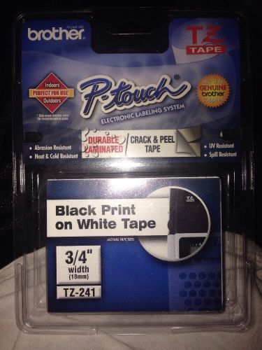 Brother TZ-241 P-Touch Tape For Electronic Labeling System 3/4&#034; White Tape Black