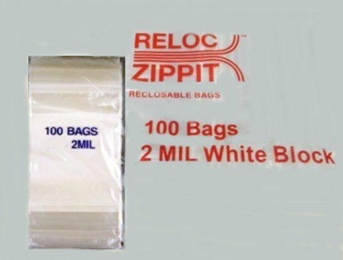 Ziplock Bags RECLOSABLE WHITE BLOCK POLY BAG 3&#034; x 4&#034; 2mil PLASTIC BAGGIES 100pcs