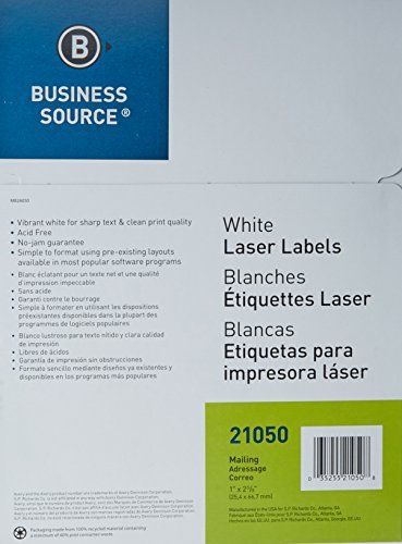 Business SourceTM Mailing Laser Label, 1x2-5/8, 3000/PK, White