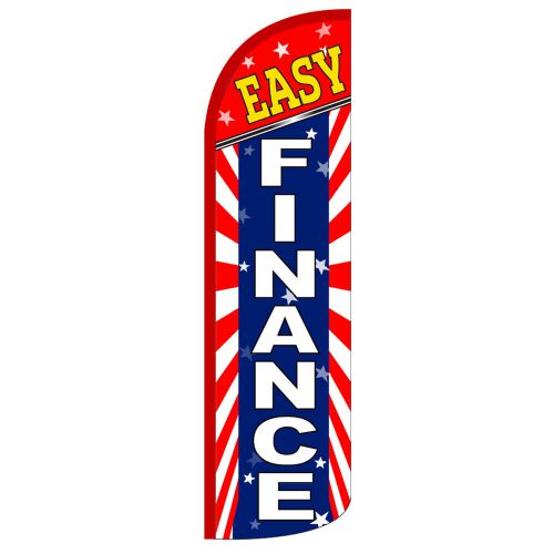 2 easy finance wide swooper flag jumbo sign feather banner 15ft made usa (two) for sale