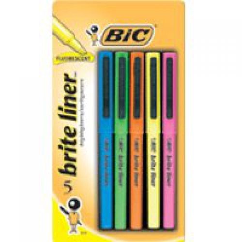 BIC Brite Chisel Tip Liner Highlighter Assorted Ink, 30 Pens, 6 Packs of 5 Pens