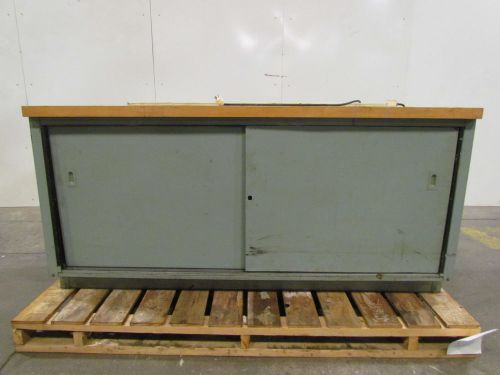 72X30X34&#034; Cabinet Style Butcher Block Workbench Table 2-Door W/Shelf Storage