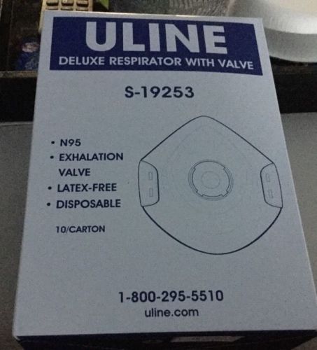 Uline  deluxe respirator with valve s-19253 dust mask latex-free  - 10/box for sale