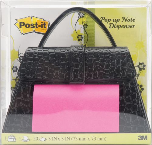 Post-It Pop Up Notes Dispenser 3&#034;X3&#034; 50/Pkg-Black Purse