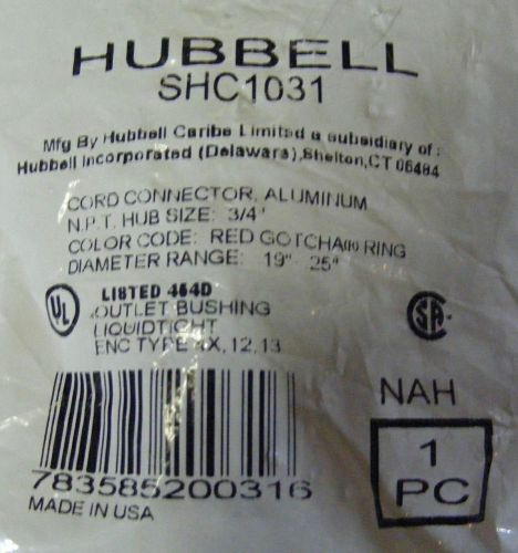 12 - Hubbell Wiring Device SHC1031 Liquid Tight Connector, 3/4 in., Red