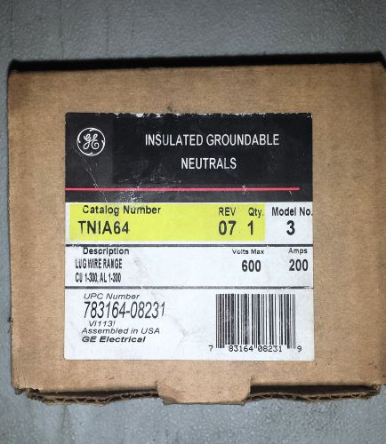Ge tnia64 200 amp groundable neutral, nib *free shipping* for sale