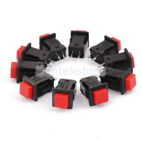 10pcs Car Boat Locking Dash ON-OFF Home Push Button Latching Switches Red
