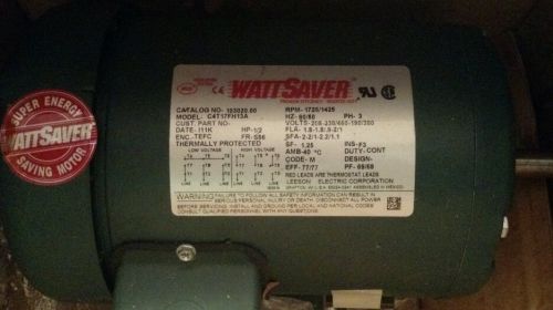 LEESON WATTSAVER 1/2HP 3PHASE AC MOTOR 208-230/460V C4T17FH13A OLD STOCK!!