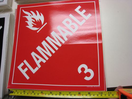 Lot of 10 ind. DOT warning Stickers 10 3/4&#034; X 10 3/4&#034; U-LINE S-651V FLAMMABLE 3