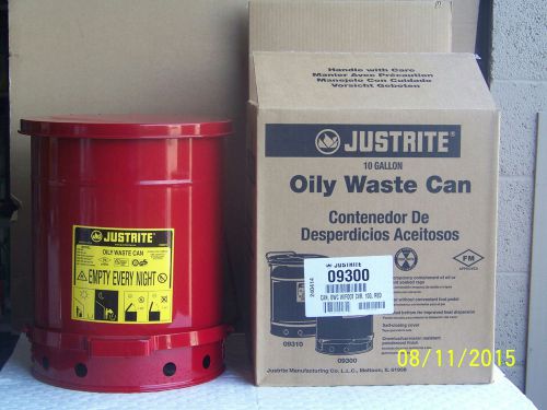 Justrite 09300 Oily Waste Can CAN, OWC W/FOOT CVR, 10G, Red 10 Gallon  NEW