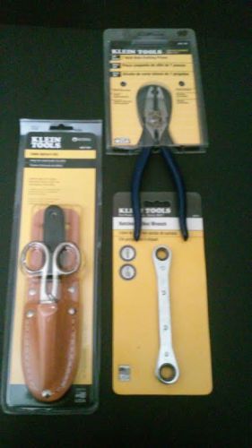 BRAND NEW KLEIN CABLE SPLICER&#039;S, RATCHET BOX WRENCH, AND SIDE CUTTING PLIERS
