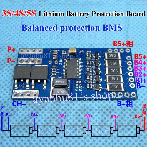 10A Battery BMS Protection Board w/ Balance 3/ 4/ 5 Packs Li-ion lithium Battery