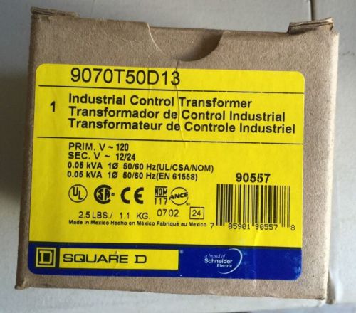 Square D 9070T50D3 Industrial 50 VA Rating Control Transformer NEW
