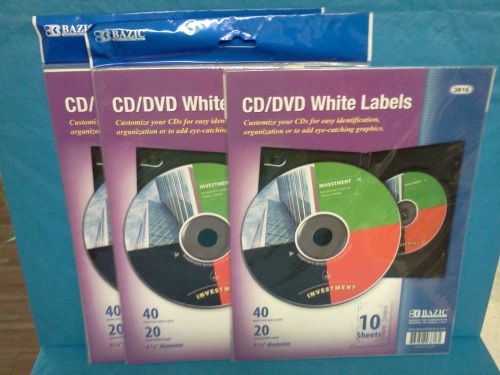 NEW BAZIC White CD/DVD Labels # 3816 60 Labels