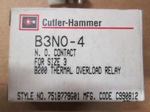 NEW CUTLER HAMMER B3N0-4 B200 THERMAL OVERLOAD RELAY N.O CONTACT FOR SIZE 3