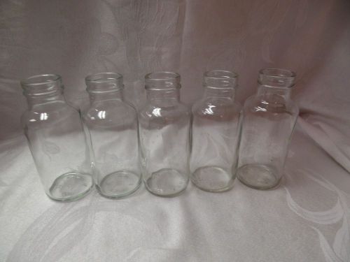 Vintage lot of 5 clear glass 8 oz. lab bottles for sale