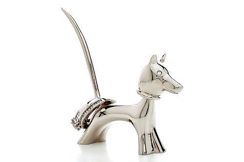 Dog bobble head ring holder with elegant silver tone,cystal eyes,ring display for sale