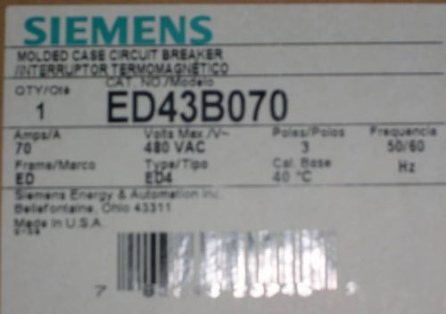 Siemens ite 3 pole circuit breaker, ed43b070 for sale