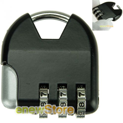 New 3 Dial Digit Black Combination Suitcase Luggage Password Code Lock Padlock