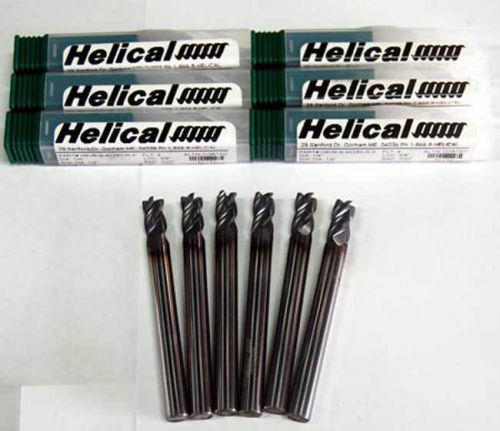 6 pc. helical 1/4&#034; x 3/8&#034; vari. pitch high perf. carbide end mills w/c.r-sst,ti for sale